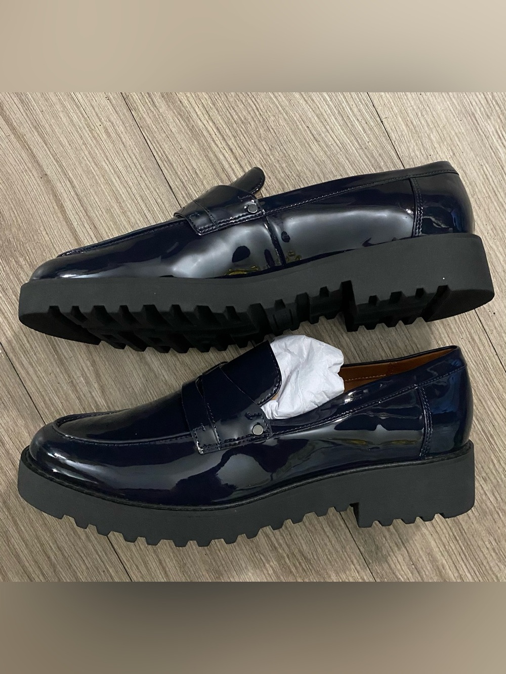 Franco Sarto Cassandra Navy Patent Faux Leather Loafers - Picture 8 of 13